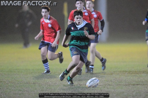 2014-11-01 Rugby Lions Settimo Milanese U16-Malpensa Rugby 469 Matteo Cazzamali